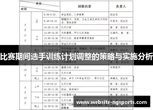 比赛期间选手训练计划调整的策略与实施分析