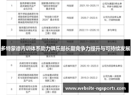 多特蒙德青训体系助力俱乐部长期竞争力提升与可持续发展