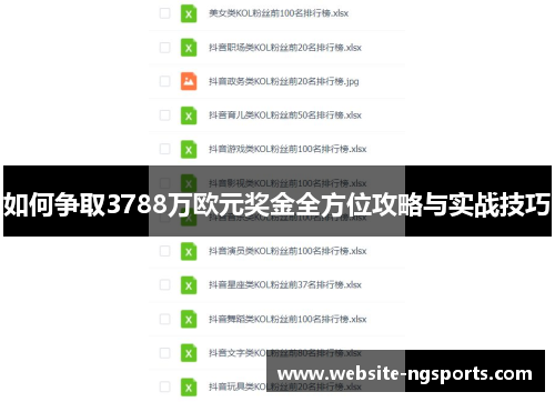 如何争取3788万欧元奖金全方位攻略与实战技巧